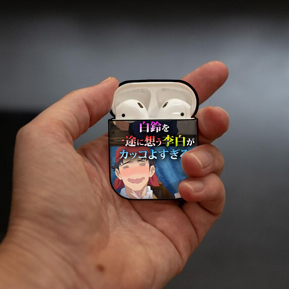 薬屋のひとりごと The Apothecary Diaries AirPods 第2世代保護ケース ハードシェル ブラック 耐衝撃・防指紋・カラビナ付き