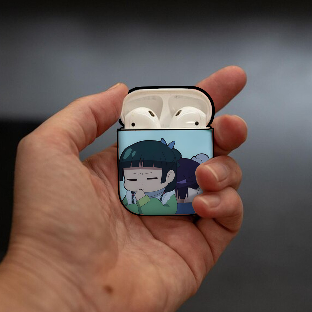 薬屋のひとりごと The Apothecary Diaries AirPods 第2世代保護ケース ハードシェル ブラック 耐衝撃・防指紋・カラビナ付き