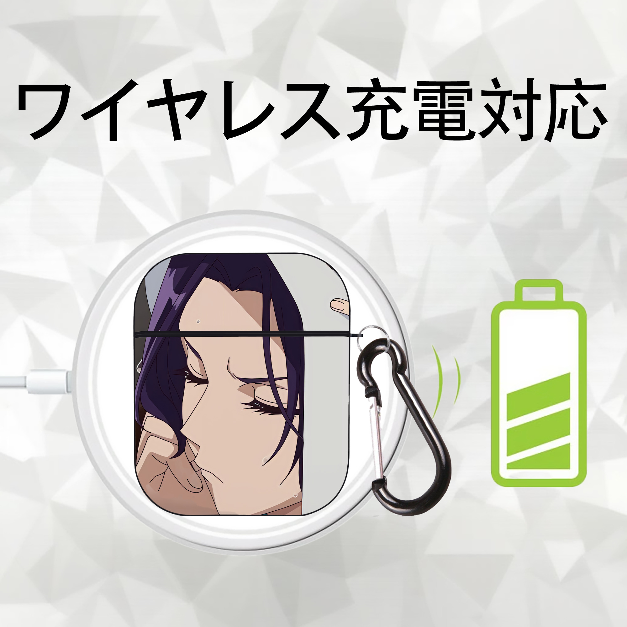 薬屋のひとりごと The Apothecary Diaries AirPods 第2世代保護ケース ハードシェル ブラック 耐衝撃・防指紋・カラビナ付き