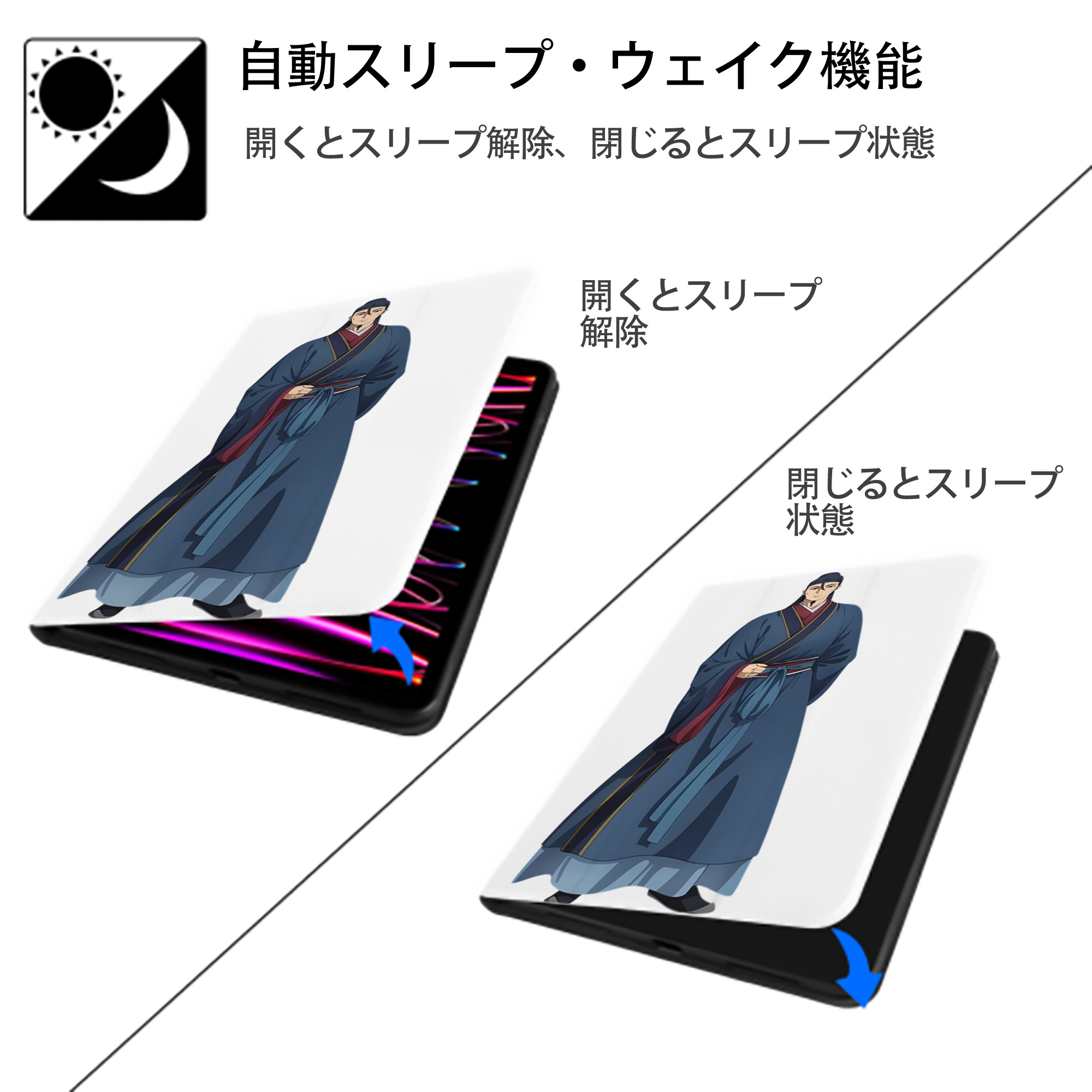 薬屋のひとりごと The Apothecary Diaries IPad ケース ペン収納付き 三つ折りスタンド PUレザー×シリコン 対応機種9.5/10.5/10.9インチ