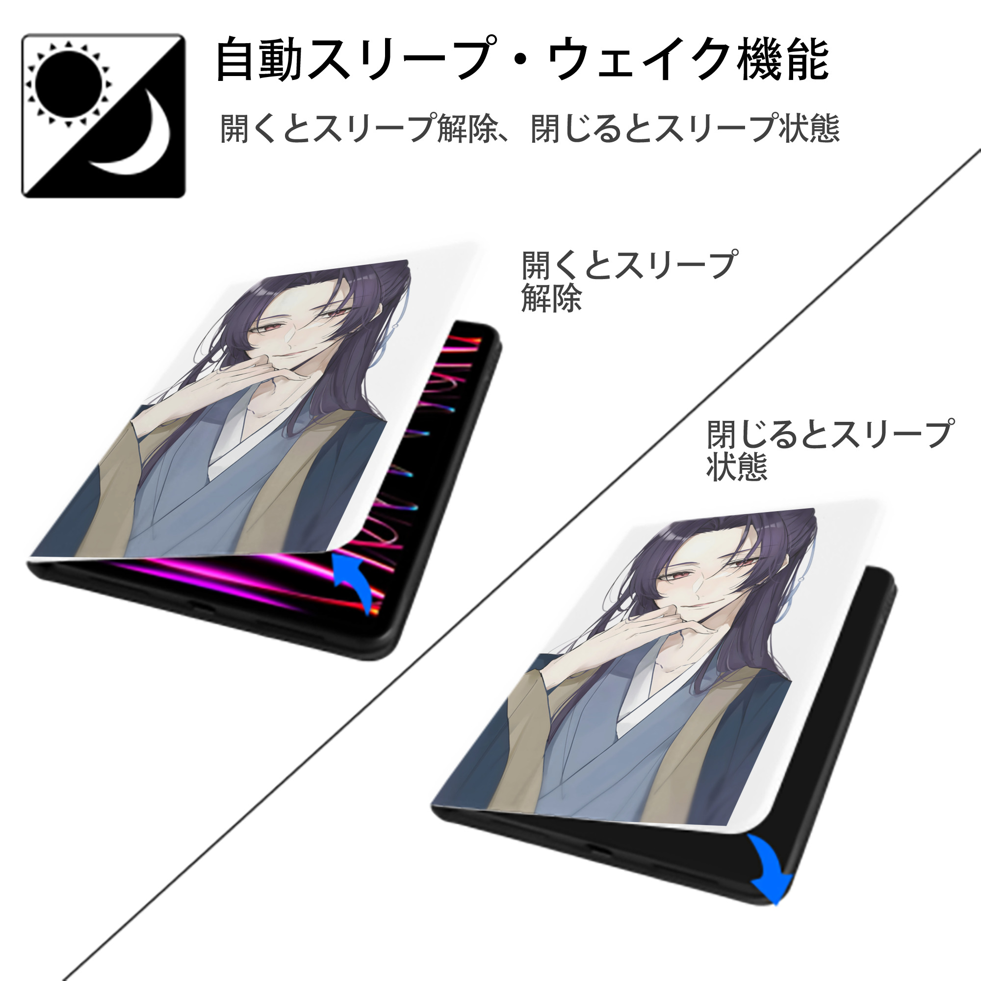 薬屋のひとりごと The Apothecary Diaries IPad ケース ペン収納付き 三つ折りスタンド PUレザー×シリコン 対応機種9.5/10.5/10.9インチ
