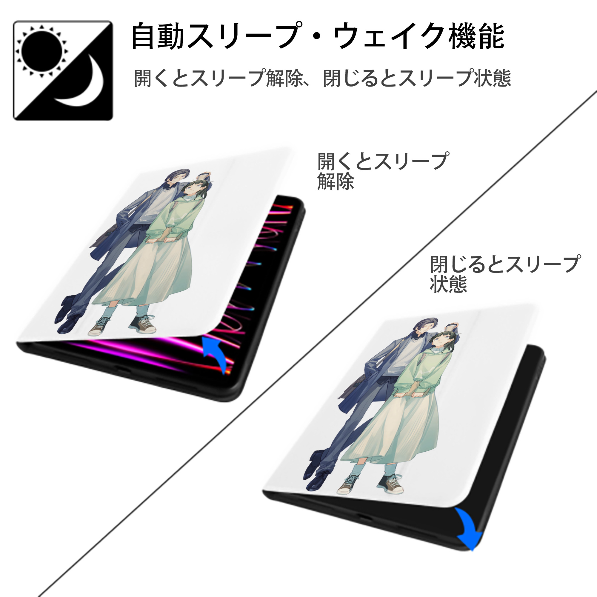 薬屋のひとりごと The Apothecary Diaries IPad ケース ペン収納付き 三つ折りスタンド PUレザー×シリコン 対応機種9.5/10.5/10.9インチ