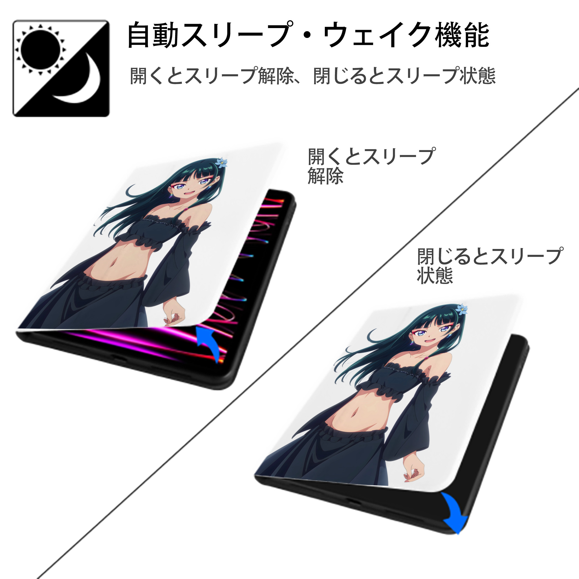 薬屋のひとりごと The Apothecary Diaries IPad ケース ペン収納付き 三つ折りスタンド PUレザー×シリコン 対応機種9.5/10.5/10.9インチ