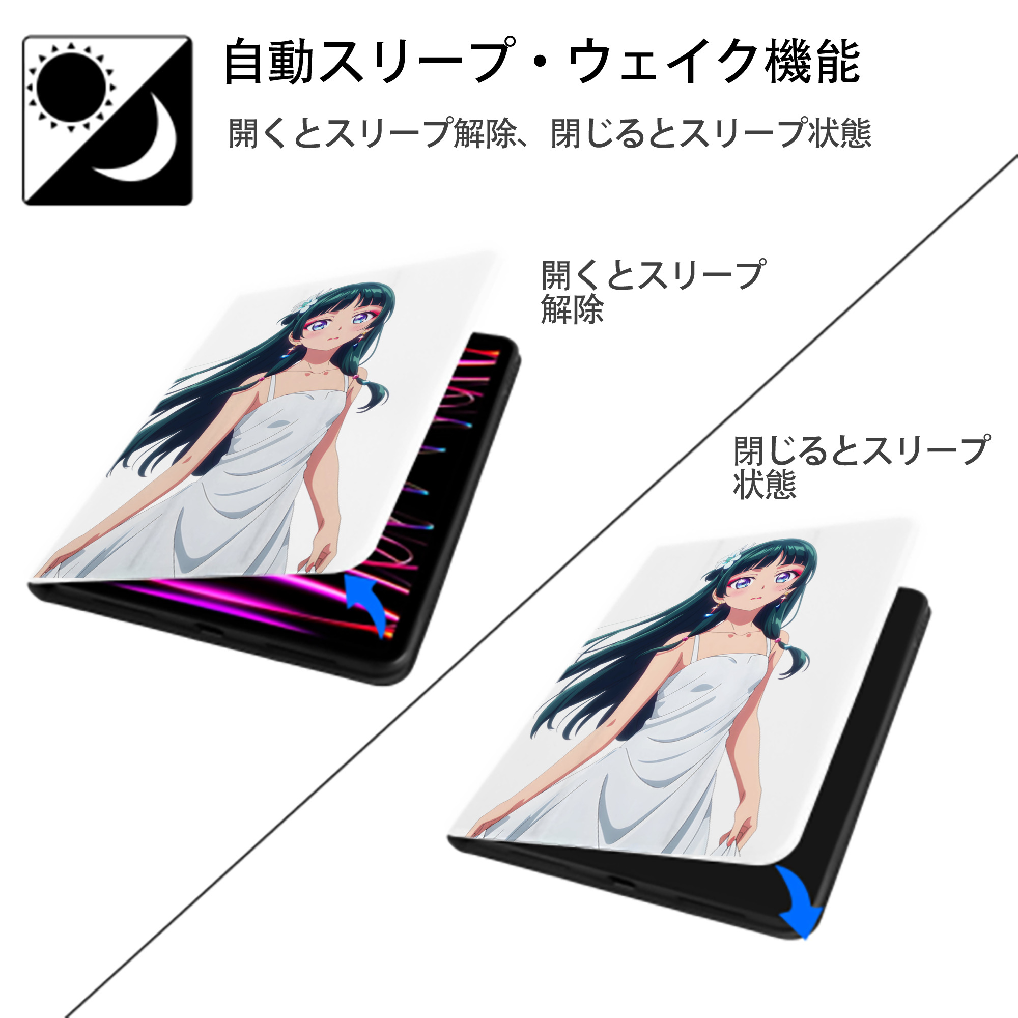 薬屋のひとりごと The Apothecary Diaries IPad ケース ペン収納付き 三つ折りスタンド PUレザー×シリコン 対応機種9.5/10.5/10.9インチ