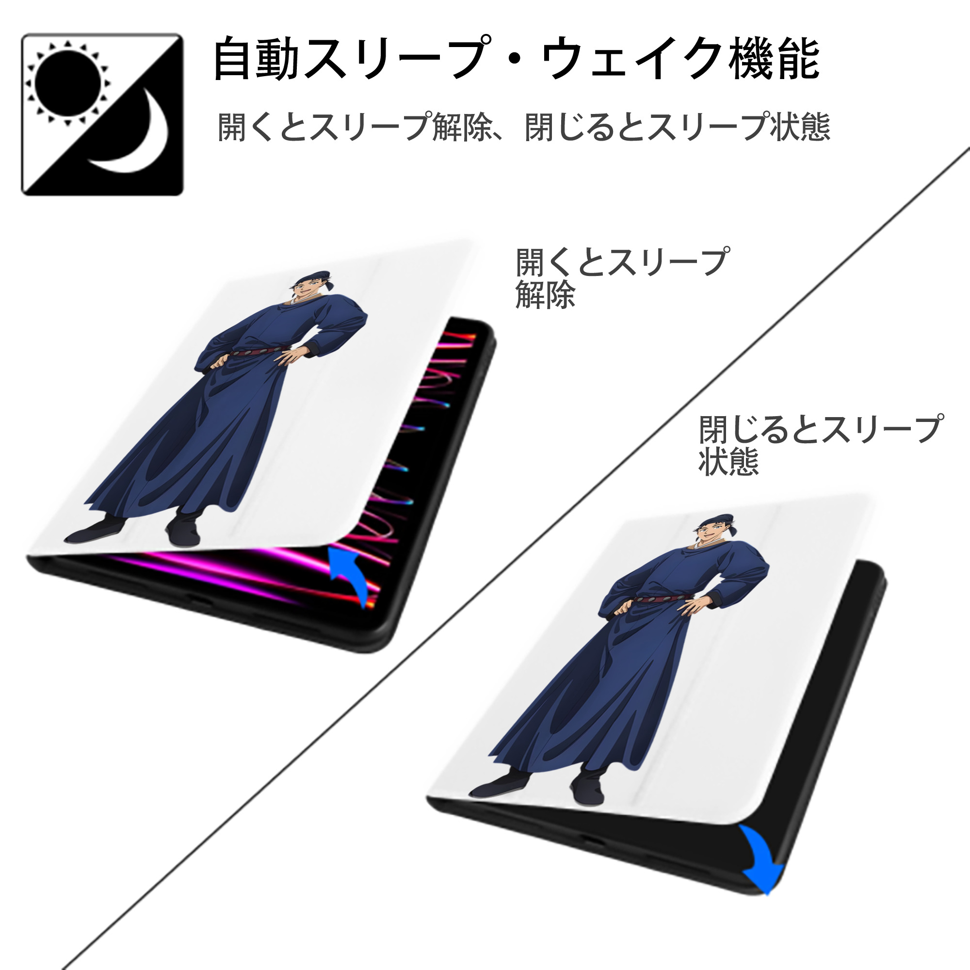 薬屋のひとりごと The Apothecary Diaries IPad ケース ペン収納付き 三つ折りスタンド PUレザー×シリコン 対応機種9.5/10.5/10.9インチ
