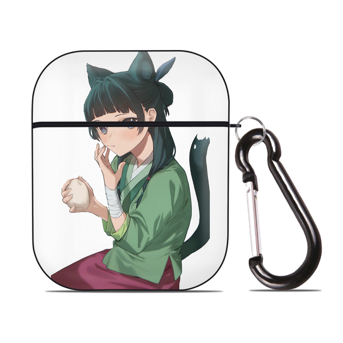 （画像用） 薬屋のひとりごと The Apothecary Diaries AirPods 第2世代保護ケース ハードシェル ブラック 耐衝撃・防指紋・カラビナ付き