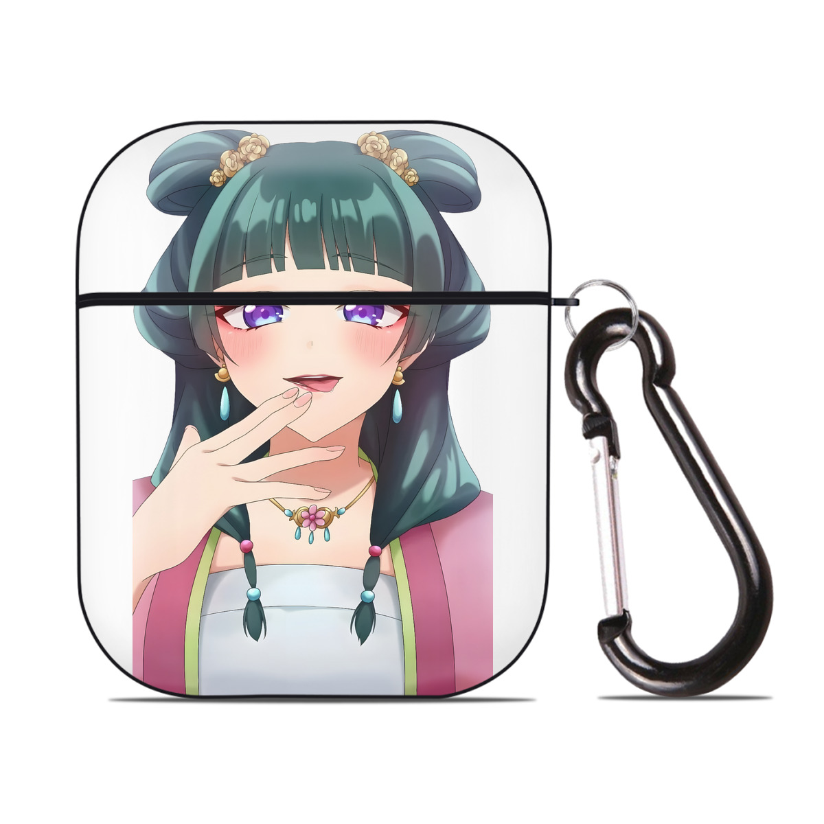 （画像用） 薬屋のひとりごと The Apothecary Diaries AirPods 第2世代保護ケース ハードシェル ブラック 耐衝撃・防指紋・カラビナ付き
