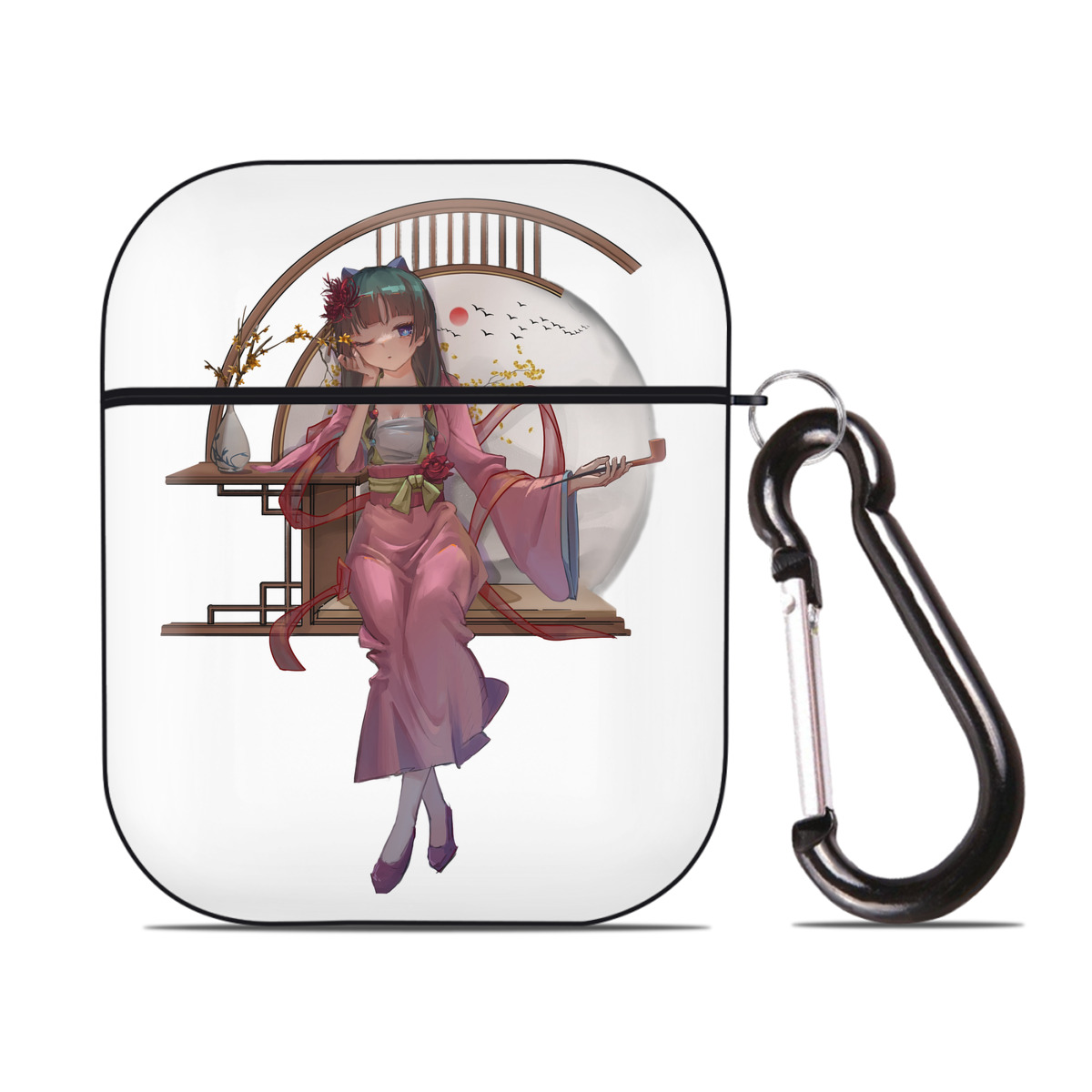 （画像用） 薬屋のひとりごと The Apothecary Diaries AirPods 第2世代保護ケース ハードシェル ブラック 耐衝撃・防指紋・カラビナ付き