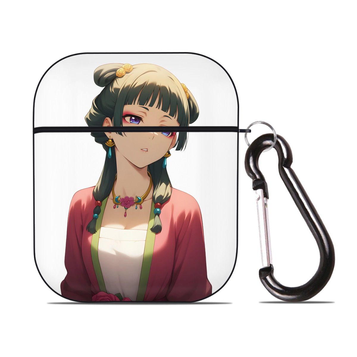 （画像用） 薬屋のひとりごと The Apothecary Diaries AirPods 第2世代保護ケース ハードシェル ブラック 耐衝撃・防指紋・カラビナ付き