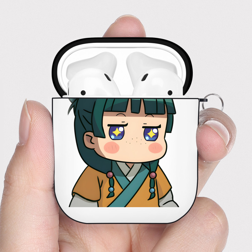 （画像用） 薬屋のひとりごと The Apothecary Diaries AirPods 第2世代保護ケース ハードシェル ブラック 耐衝撃・防指紋・カラビナ付き