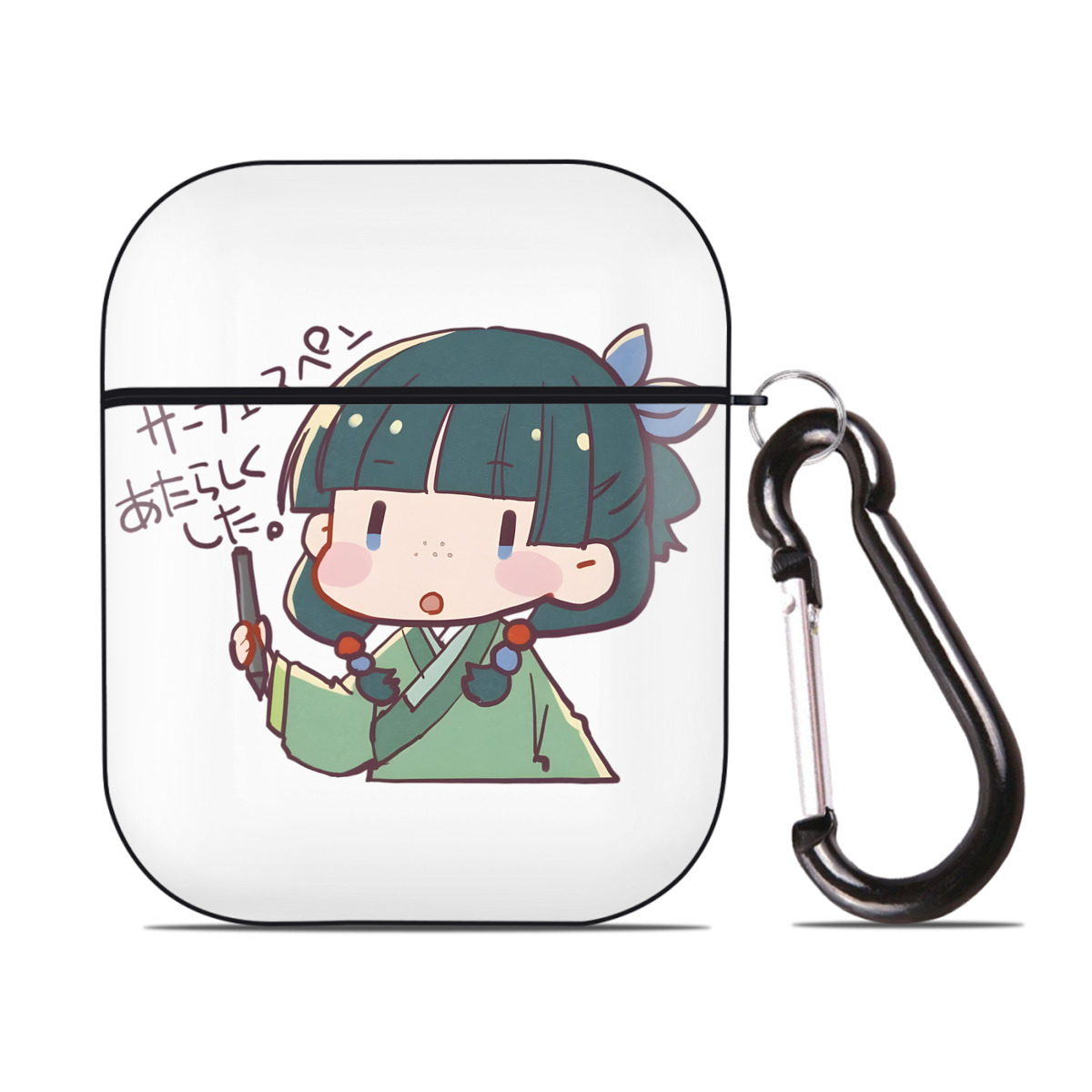 （画像用） 薬屋のひとりごと The Apothecary Diaries AirPods 第2世代保護ケース ハードシェル ブラック 耐衝撃・防指紋・カラビナ付き
