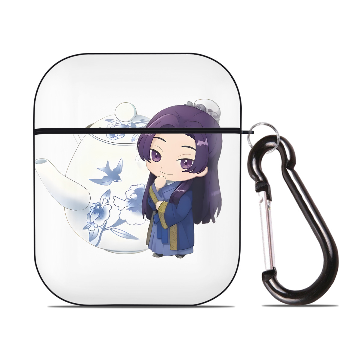 （画像用） 薬屋のひとりごと The Apothecary Diaries AirPods 第2世代保護ケース ハードシェル ブラック 耐衝撃・防指紋・カラビナ付き
