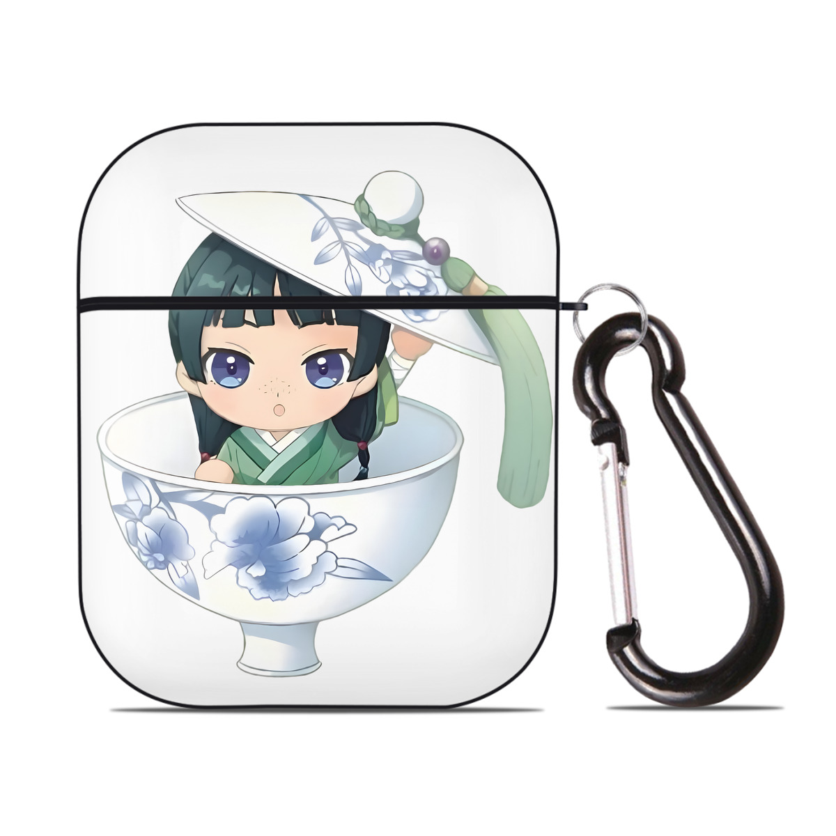 （画像用） 薬屋のひとりごと The Apothecary Diaries AirPods 第2世代保護ケース ハードシェル ブラック 耐衝撃・防指紋・カラビナ付き
