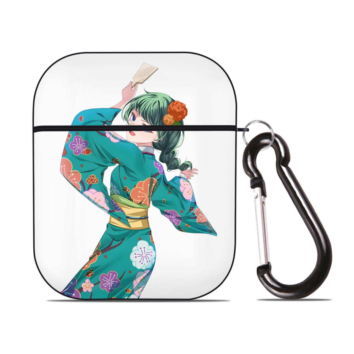 （画像用） 薬屋のひとりごと The Apothecary Diaries AirPods 第2世代保護ケース ハードシェル ブラック 耐衝撃・防指紋・カラビナ付き