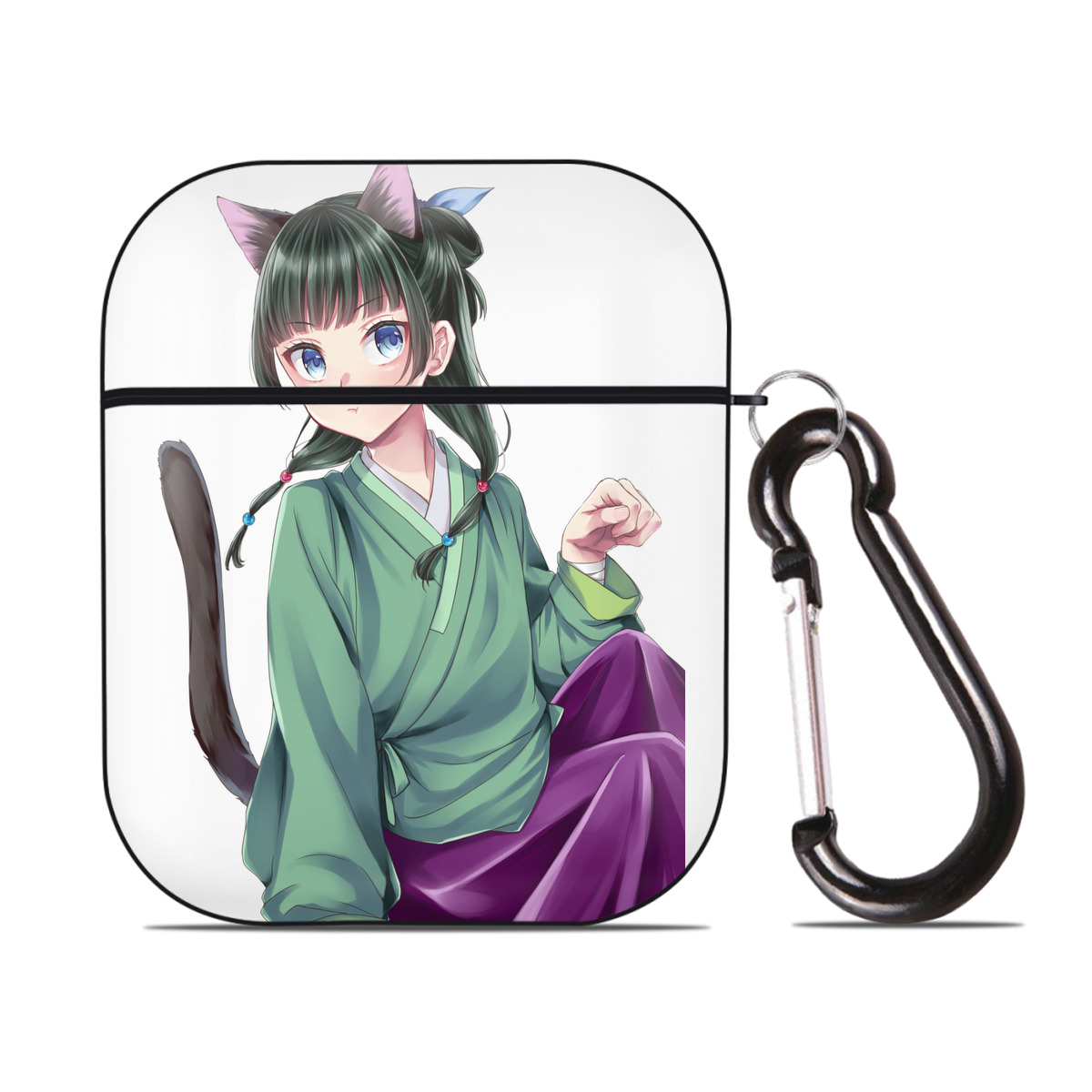 （画像用） 薬屋のひとりごと The Apothecary Diaries AirPods 第2世代保護ケース ハードシェル ブラック 耐衝撃・防指紋・カラビナ付き
