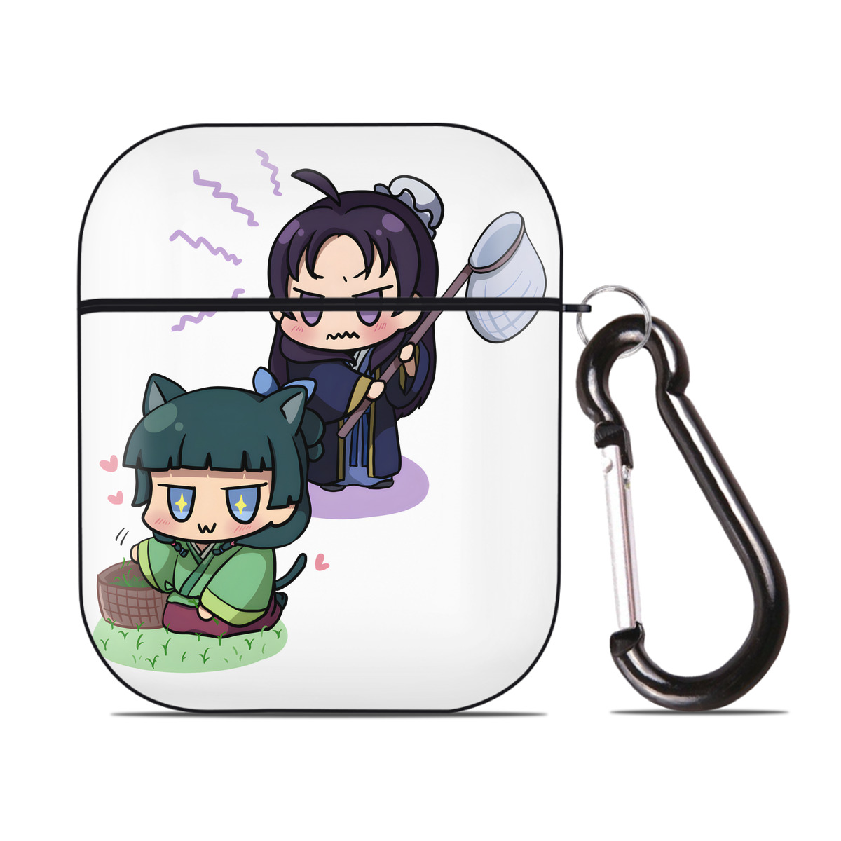 （画像用） 薬屋のひとりごと The Apothecary Diaries AirPods 第2世代保護ケース ハードシェル ブラック 耐衝撃・防指紋・カラビナ付き