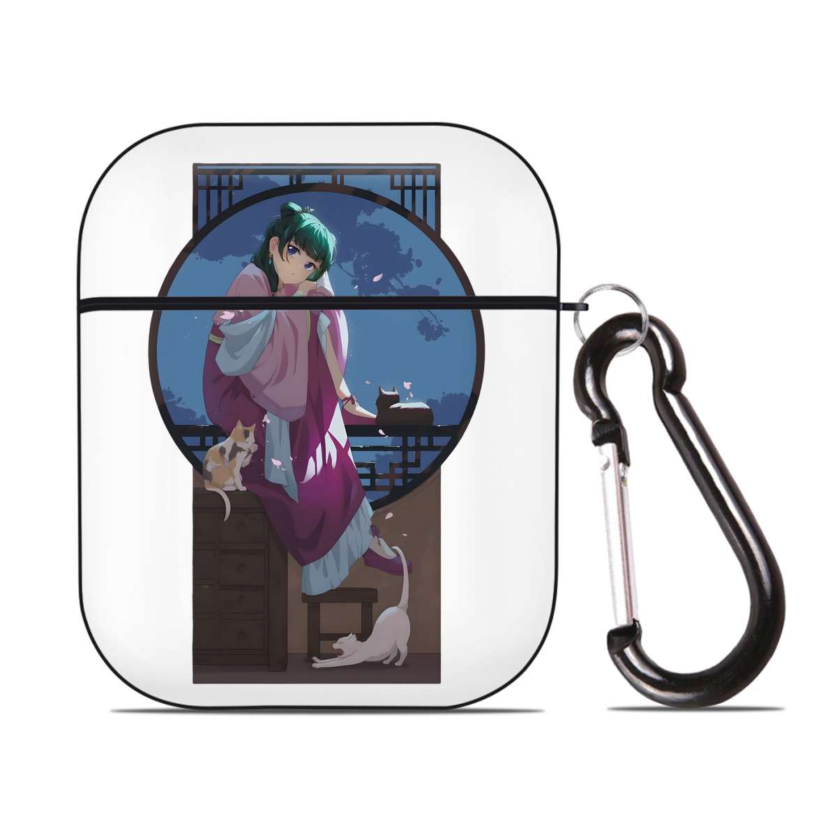 （画像用） 薬屋のひとりごと The Apothecary Diaries AirPods 第2世代保護ケース ハードシェル ブラック 耐衝撃・防指紋・カラビナ付き