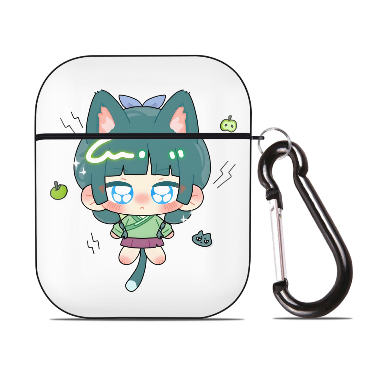 （画像用） 薬屋のひとりごと The Apothecary Diaries AirPods 第2世代保護ケース ハードシェル ブラック 耐衝撃・防指紋・カラビナ付き