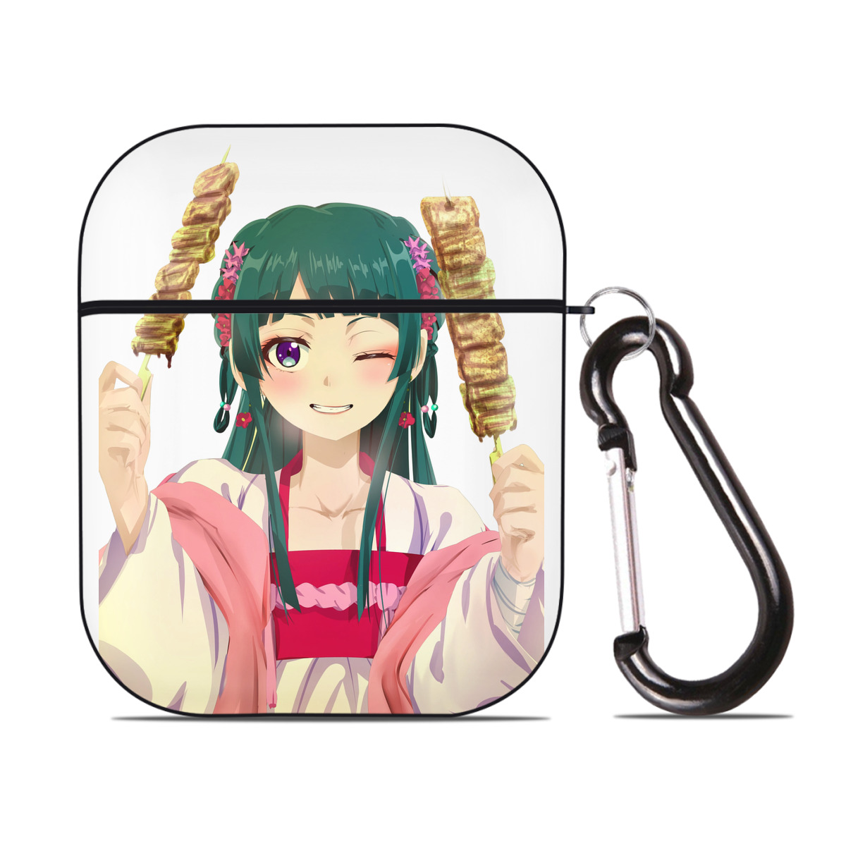 （画像用） 薬屋のひとりごと The Apothecary Diaries AirPods 第2世代保護ケース ハードシェル ブラック 耐衝撃・防指紋・カラビナ付き