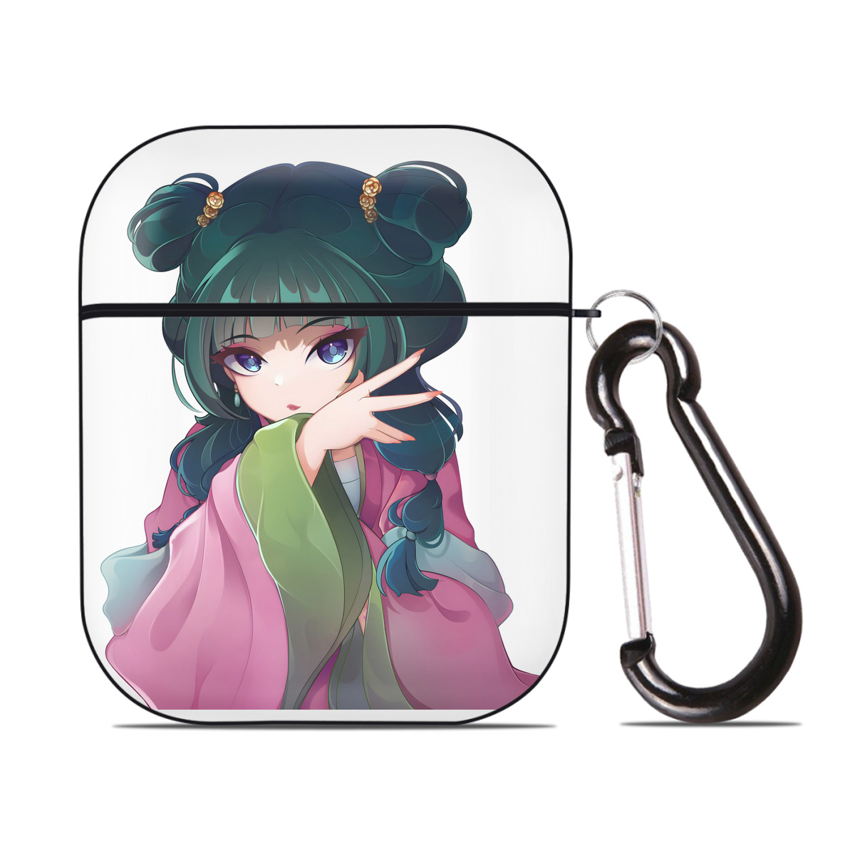 （画像用） 薬屋のひとりごと The Apothecary Diaries AirPods 第2世代保護ケース ハードシェル ブラック 耐衝撃・防指紋・カラビナ付き