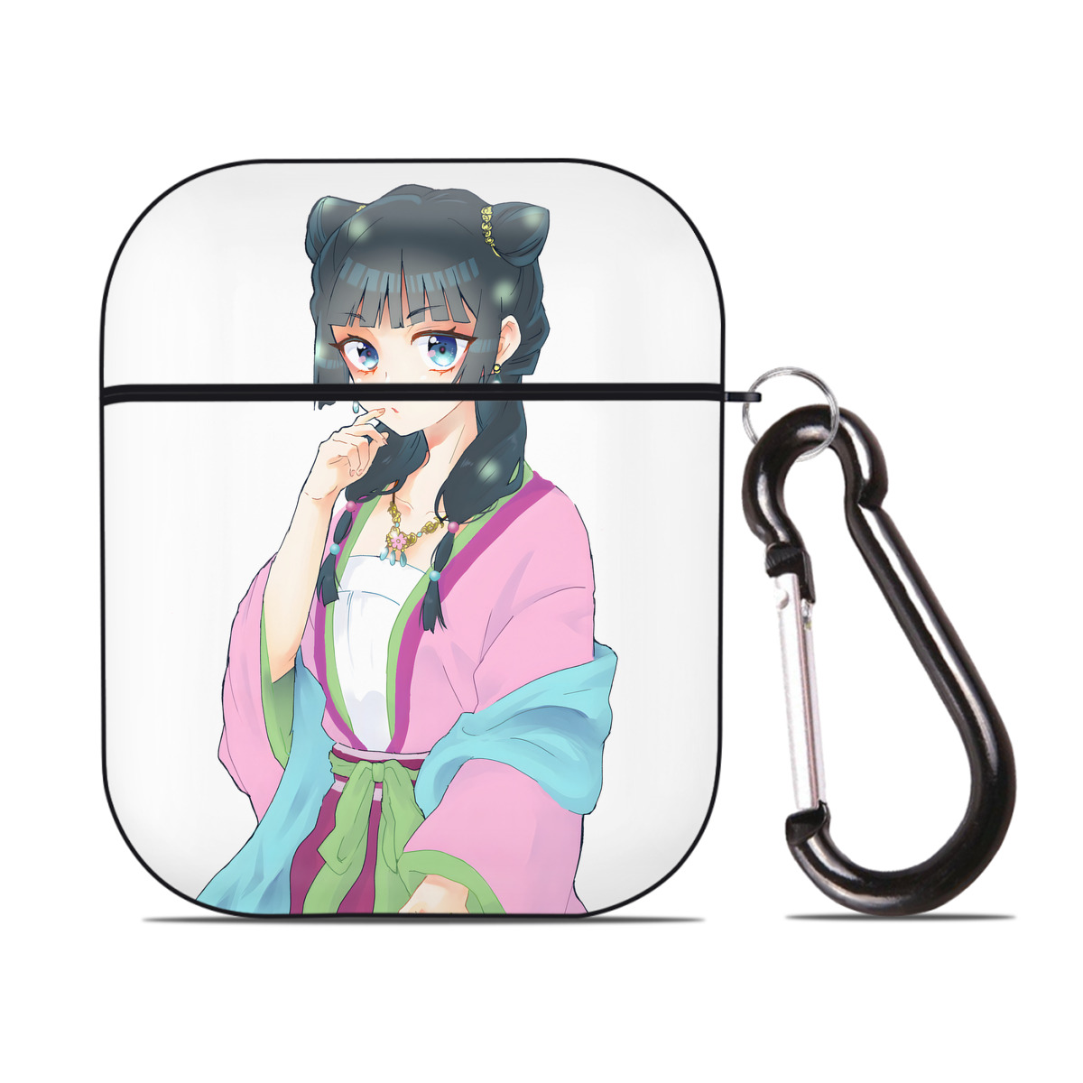 （画像用） 薬屋のひとりごと The Apothecary Diaries AirPods 第2世代保護ケース ハードシェル ブラック 耐衝撃・防指紋・カラビナ付き