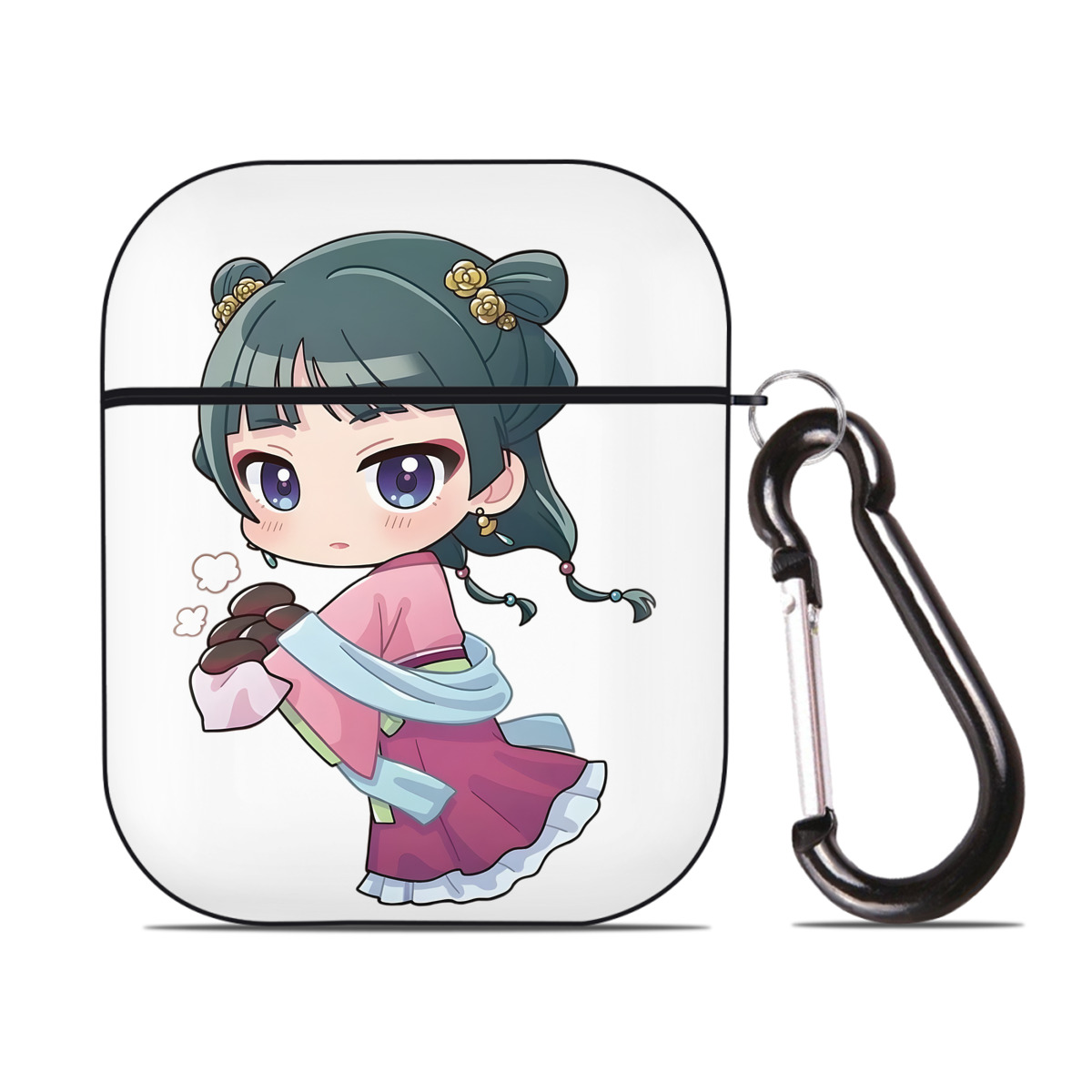 （画像用） 薬屋のひとりごと The Apothecary Diaries AirPods 第2世代保護ケース ハードシェル ブラック 耐衝撃・防指紋・カラビナ付き