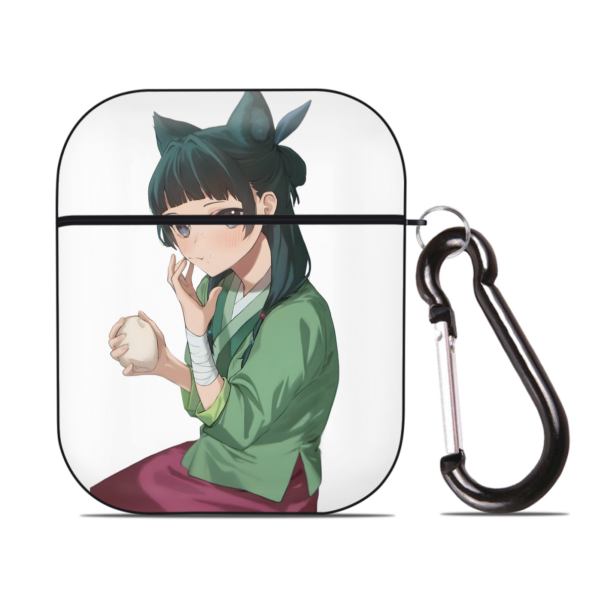 （画像用） 薬屋のひとりごと The Apothecary Diaries AirPods 第2世代保護ケース ハードシェル ブラック 耐衝撃・防指紋・カラビナ付き