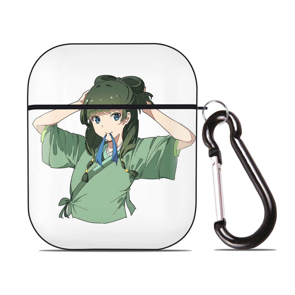 （画像用） 薬屋のひとりごと The Apothecary Diaries AirPods 第2世代保護ケース ハードシェル ブラック 耐衝撃・防指紋・カラビナ付き