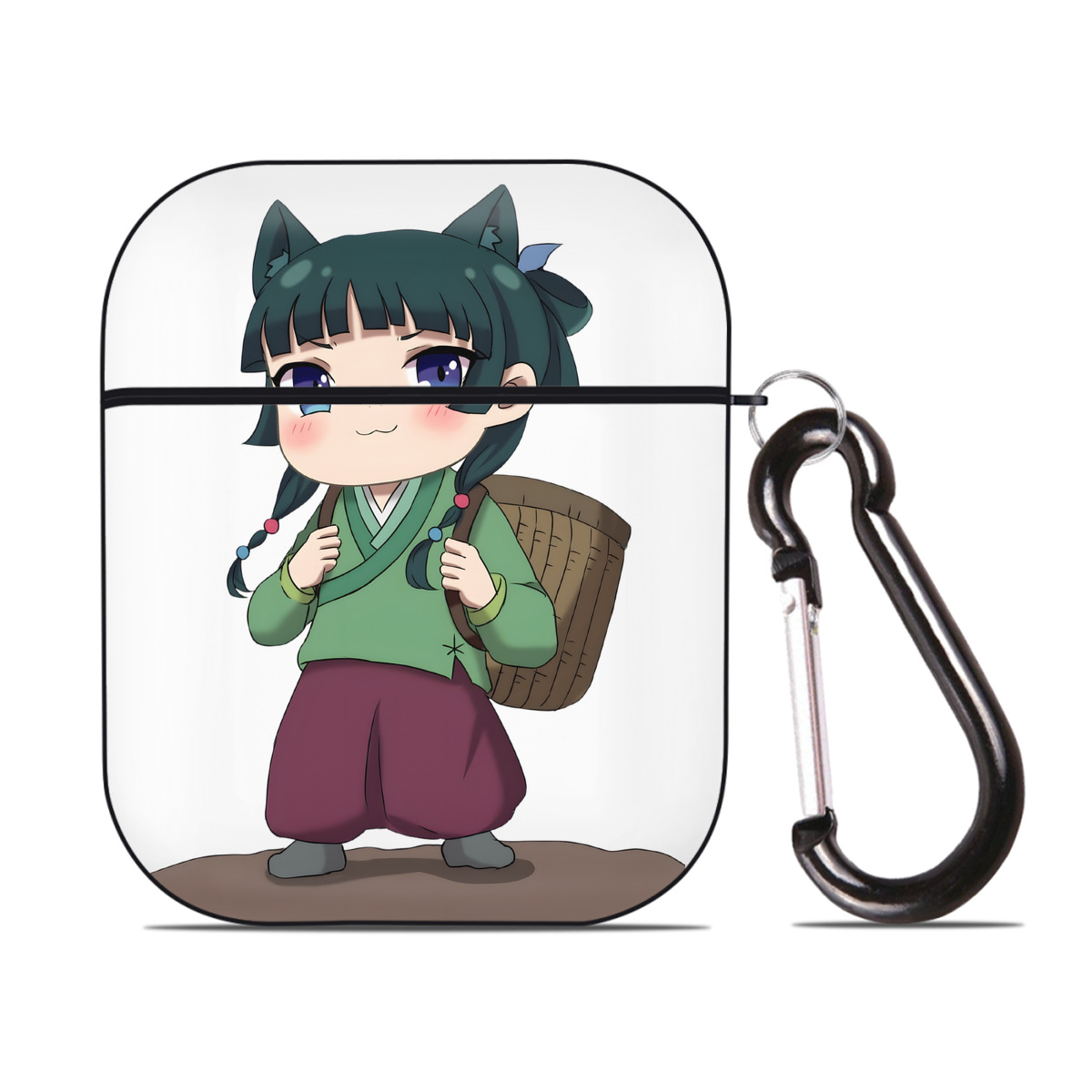 （画像用） 薬屋のひとりごと The Apothecary Diaries AirPods 第2世代保護ケース ハードシェル ブラック 耐衝撃・防指紋・カラビナ付き