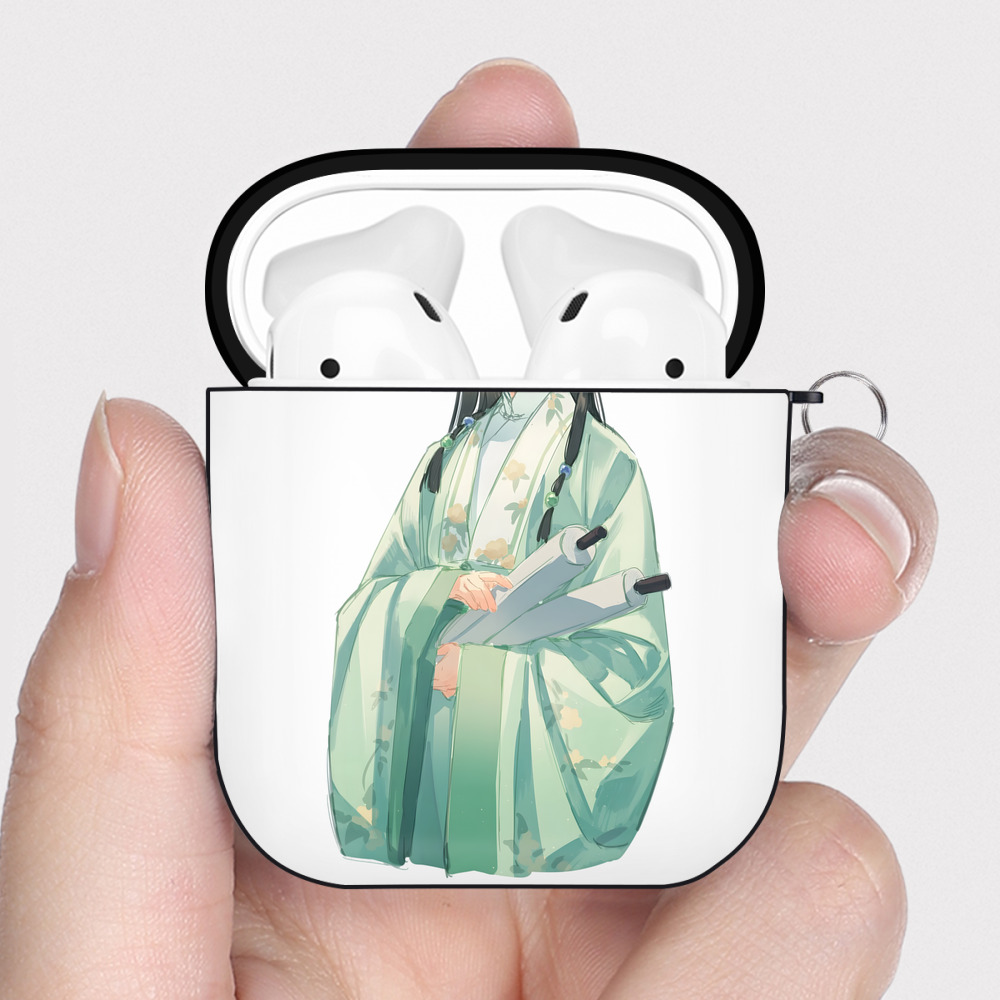 （画像用） 薬屋のひとりごと The Apothecary Diaries AirPods 第2世代保護ケース ハードシェル ブラック 耐衝撃・防指紋・カラビナ付き