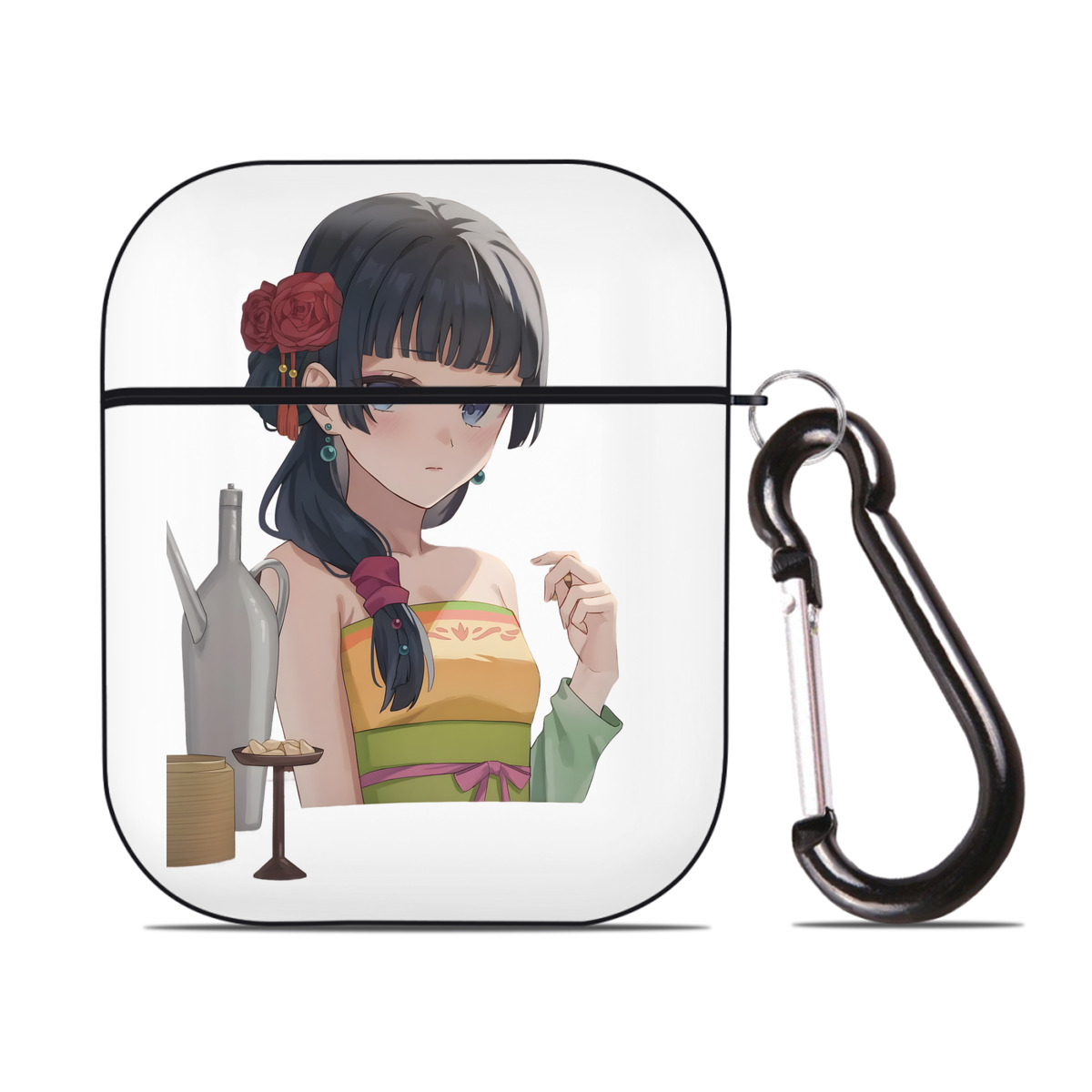 （画像用） 薬屋のひとりごと The Apothecary Diaries AirPods 第2世代保護ケース ハードシェル ブラック 耐衝撃・防指紋・カラビナ付き