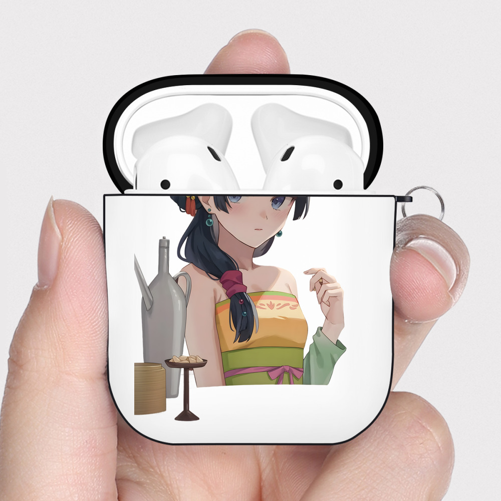 （画像用） 薬屋のひとりごと The Apothecary Diaries AirPods 第2世代保護ケース ハードシェル ブラック 耐衝撃・防指紋・カラビナ付き