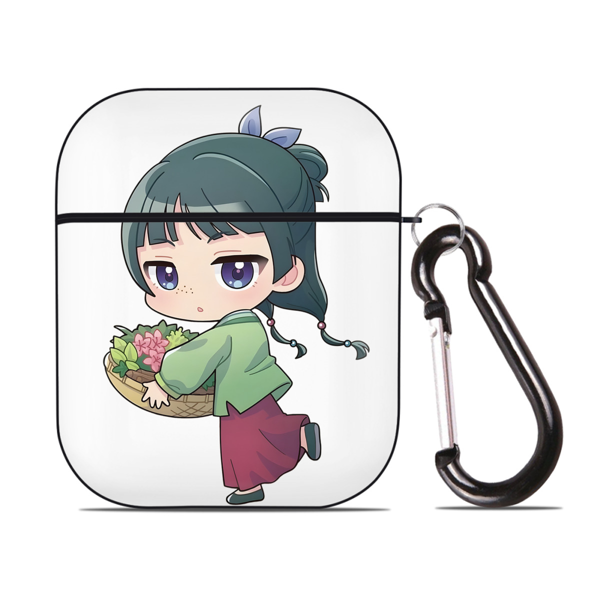 （画像用） 薬屋のひとりごと The Apothecary Diaries AirPods 第2世代保護ケース ハードシェル ブラック 耐衝撃・防指紋・カラビナ付き