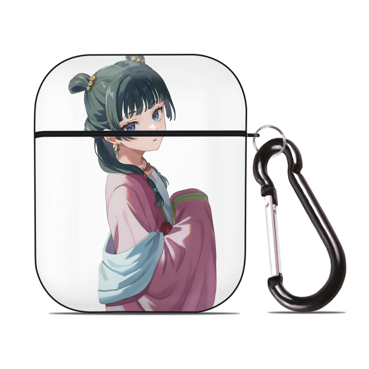 （画像用） 薬屋のひとりごと The Apothecary Diaries AirPods 第2世代保護ケース ハードシェル ブラック 耐衝撃・防指紋・カラビナ付き