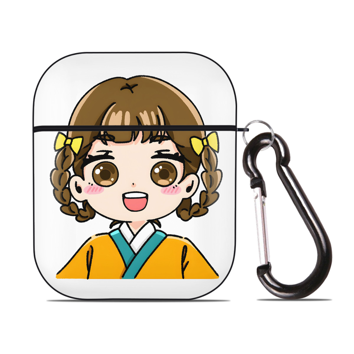（画像用） 薬屋のひとりごと The Apothecary Diaries AirPods 第2世代保護ケース ハードシェル ブラック 耐衝撃・防指紋・カラビナ付き