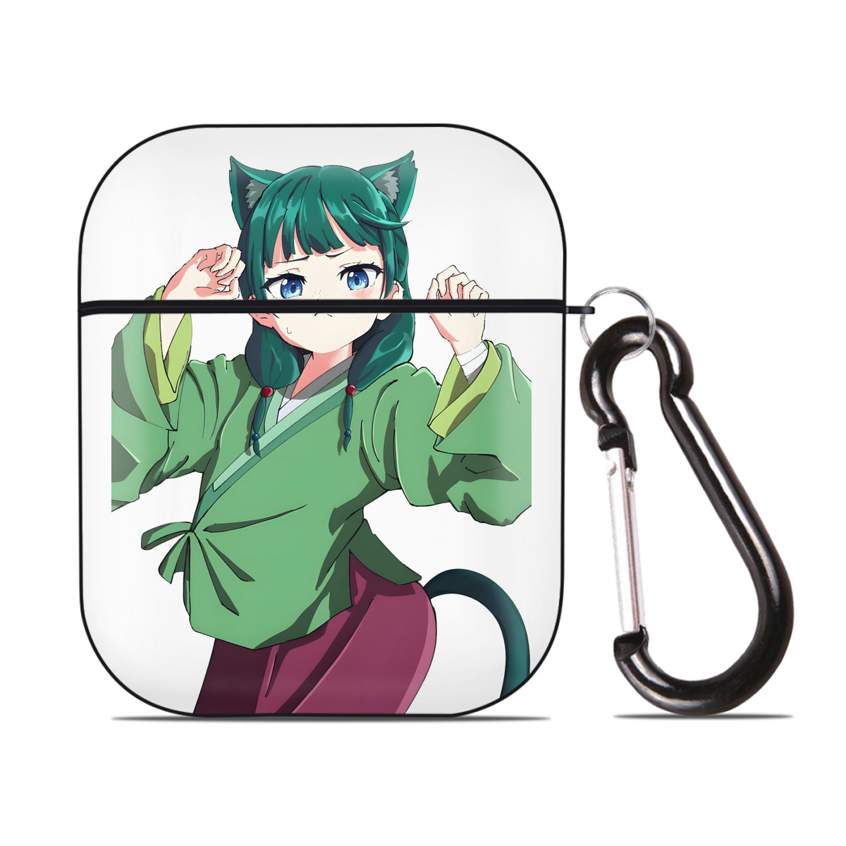（画像用） 薬屋のひとりごと The Apothecary Diaries AirPods 第2世代保護ケース ハードシェル ブラック 耐衝撃・防指紋・カラビナ付き