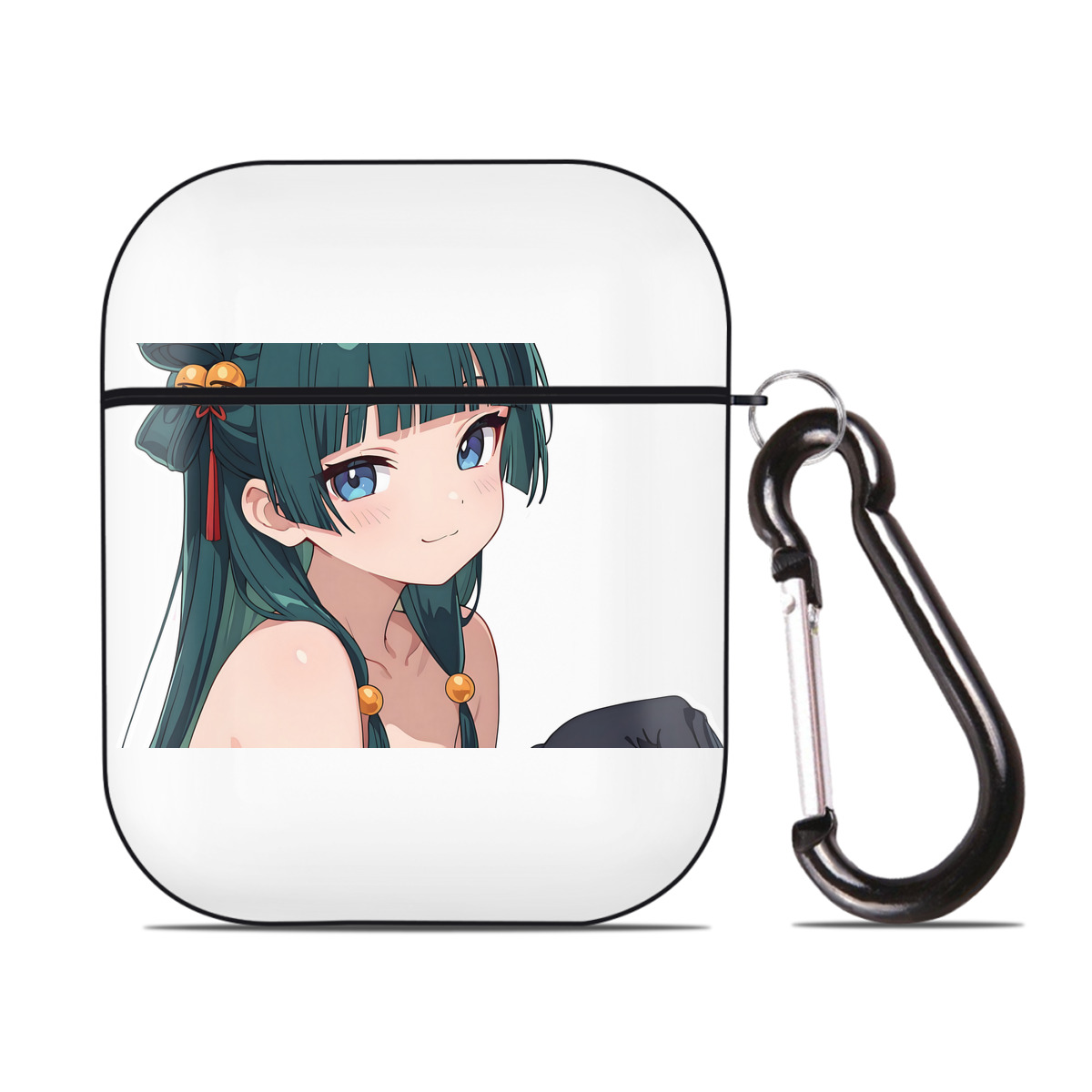 （画像用） 薬屋のひとりごと The Apothecary Diaries AirPods 第2世代保護ケース ハードシェル ブラック 耐衝撃・防指紋・カラビナ付き