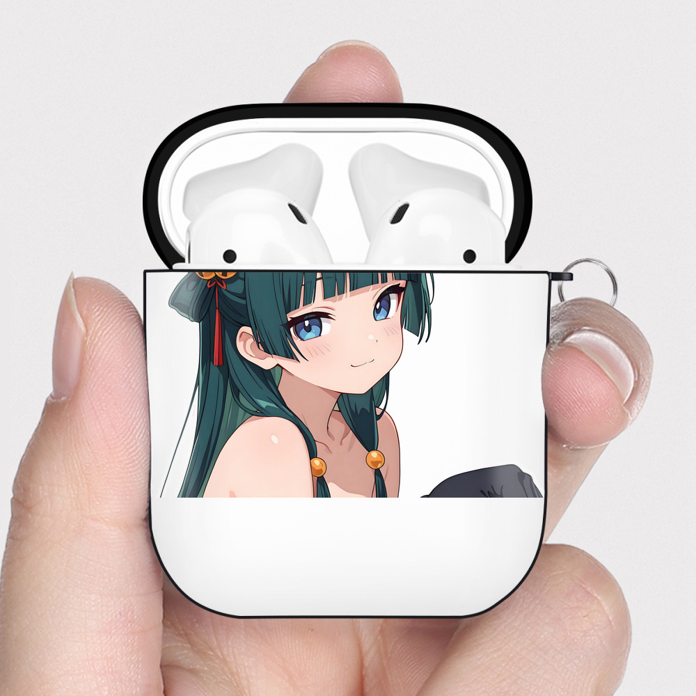 （画像用） 薬屋のひとりごと The Apothecary Diaries AirPods 第2世代保護ケース ハードシェル ブラック 耐衝撃・防指紋・カラビナ付き