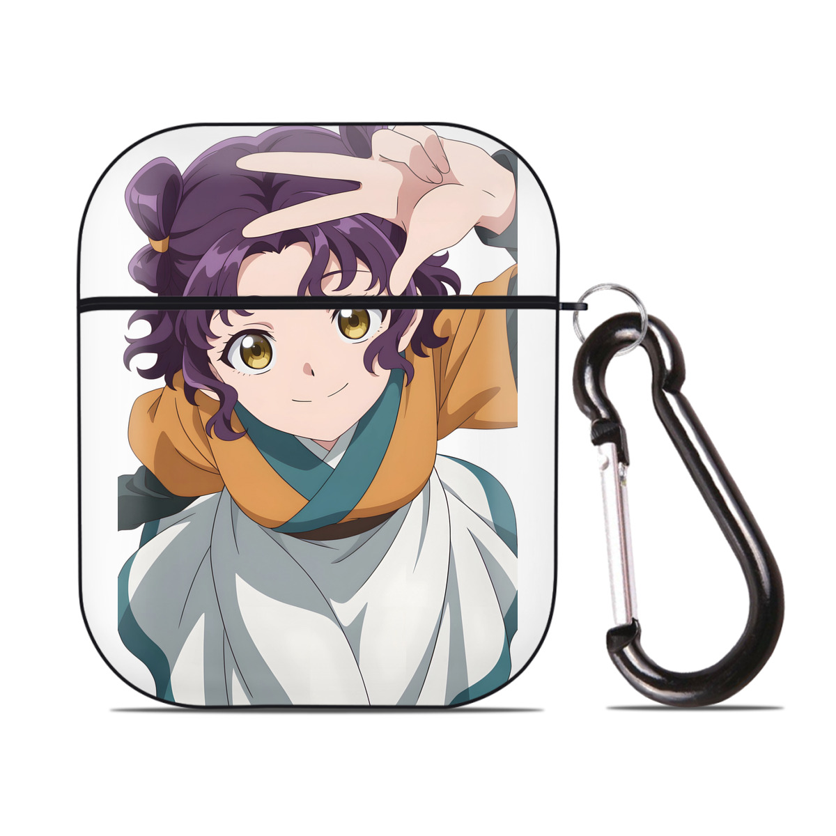 （画像用） 薬屋のひとりごと The Apothecary Diaries AirPods 第2世代保護ケース ハードシェル ブラック 耐衝撃・防指紋・カラビナ付き