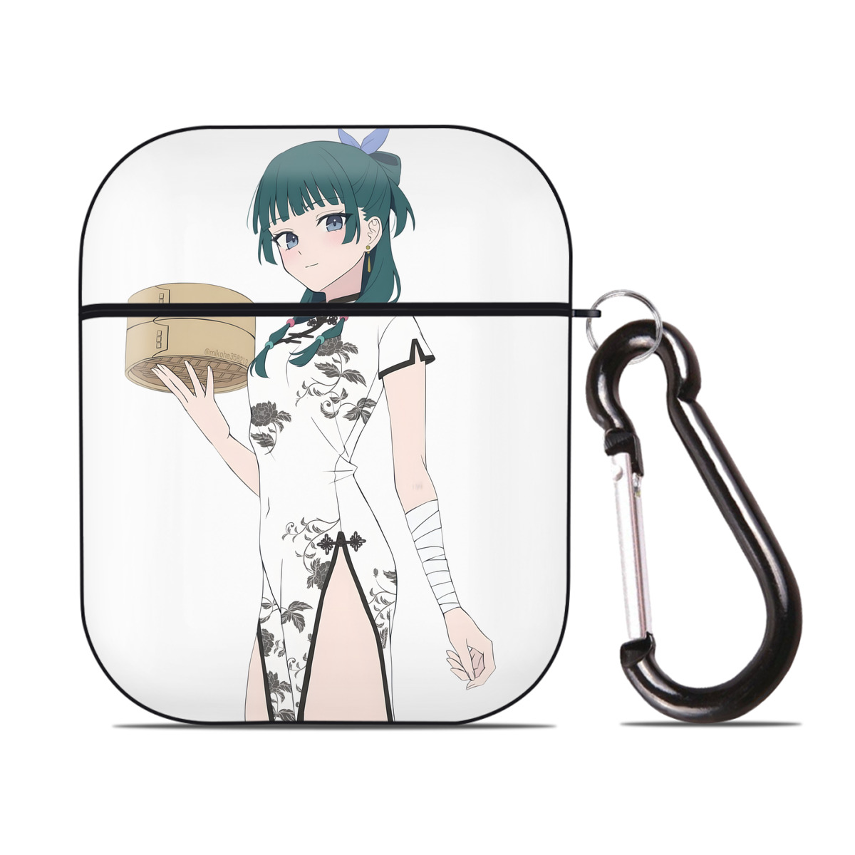 （画像用） 薬屋のひとりごと The Apothecary Diaries AirPods 第2世代保護ケース ハードシェル ブラック 耐衝撃・防指紋・カラビナ付き