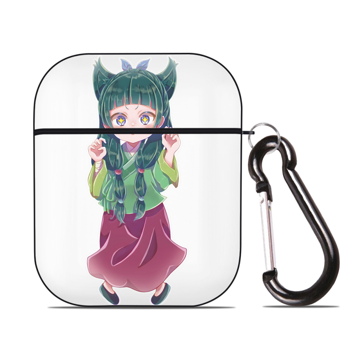 （画像用） 薬屋のひとりごと The Apothecary Diaries AirPods 第2世代保護ケース ハードシェル ブラック 耐衝撃・防指紋・カラビナ付き