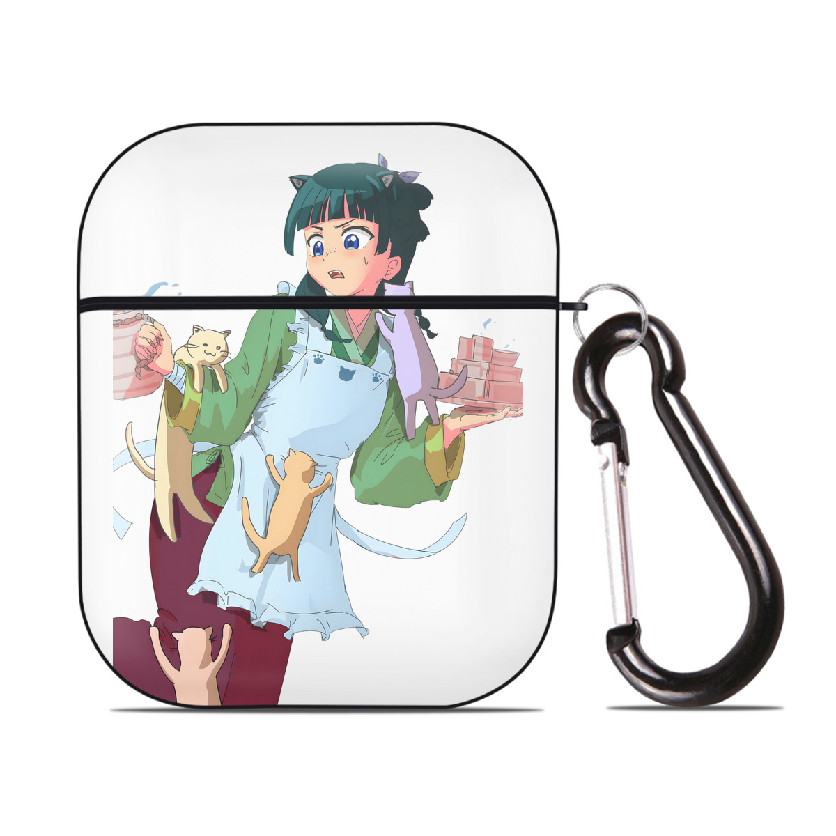 （画像用） 薬屋のひとりごと The Apothecary Diaries AirPods 第2世代保護ケース ハードシェル ブラック 耐衝撃・防指紋・カラビナ付き