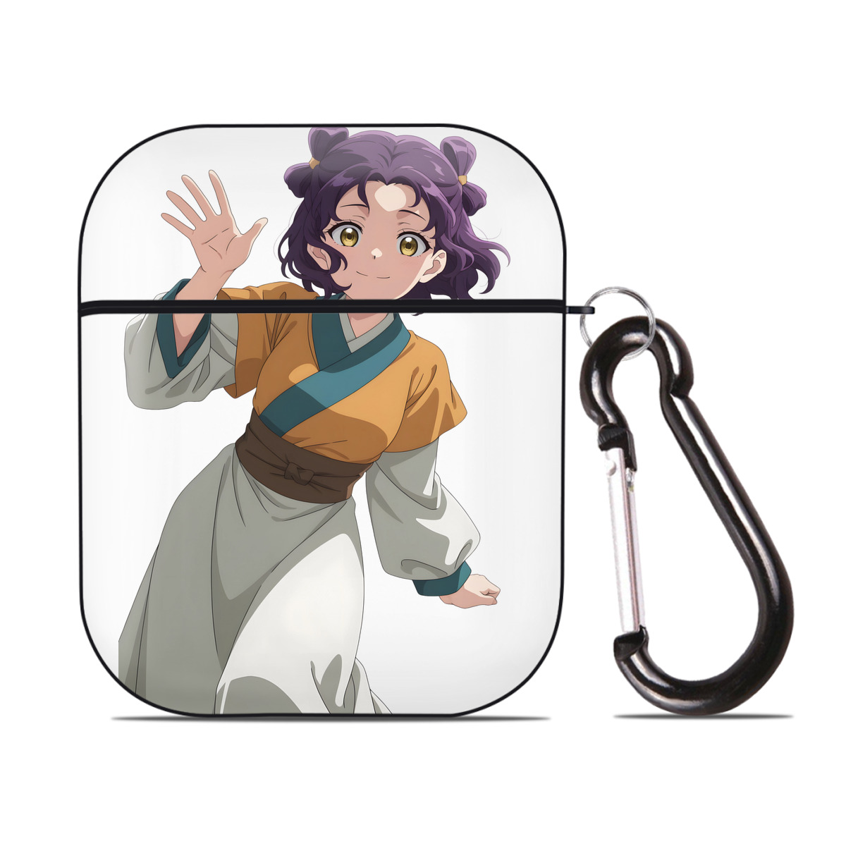 （画像用） 薬屋のひとりごと The Apothecary Diaries AirPods 第2世代保護ケース ハードシェル ブラック 耐衝撃・防指紋・カラビナ付き