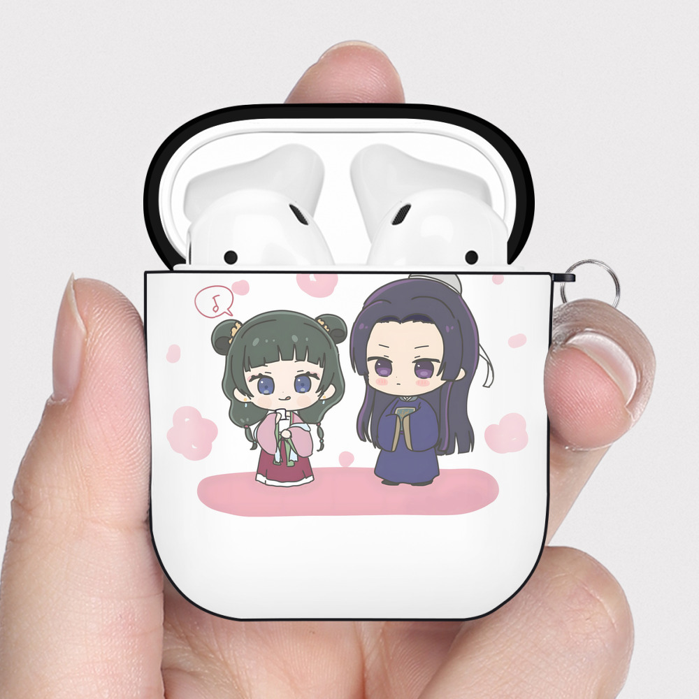 （画像用） 薬屋のひとりごと The Apothecary Diaries AirPods 第2世代保護ケース ハードシェル ブラック 耐衝撃・防指紋・カラビナ付き