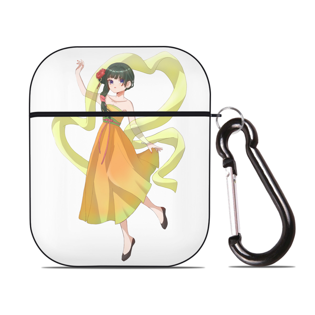 （画像用） 薬屋のひとりごと The Apothecary Diaries AirPods 第2世代保護ケース ハードシェル ブラック 耐衝撃・防指紋・カラビナ付き