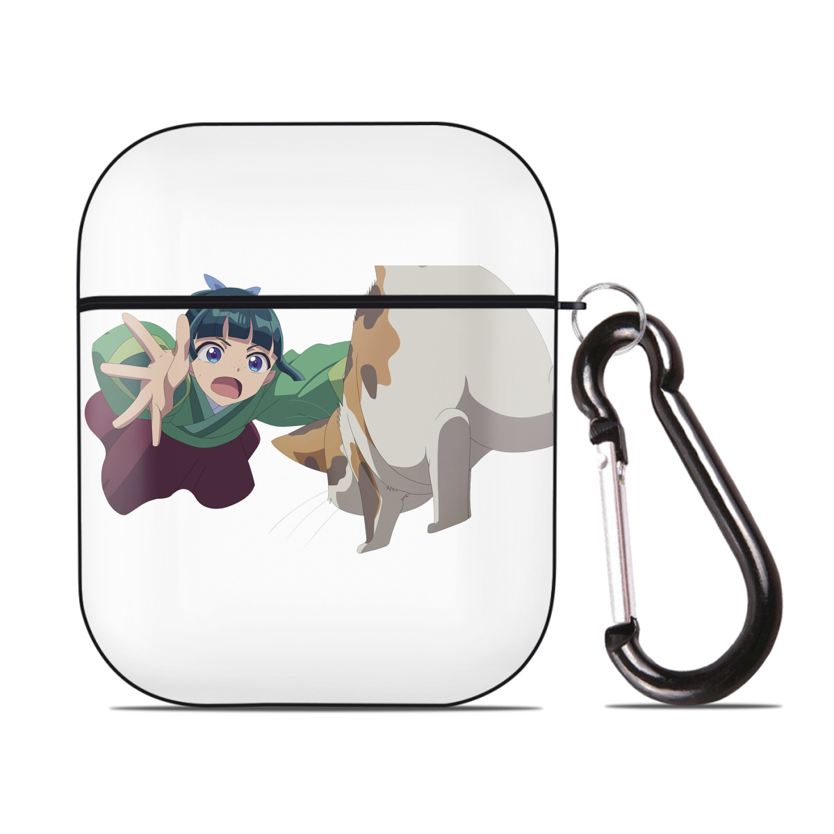 （画像用） 薬屋のひとりごと The Apothecary Diaries AirPods 第2世代保護ケース ハードシェル ブラック 耐衝撃・防指紋・カラビナ付き