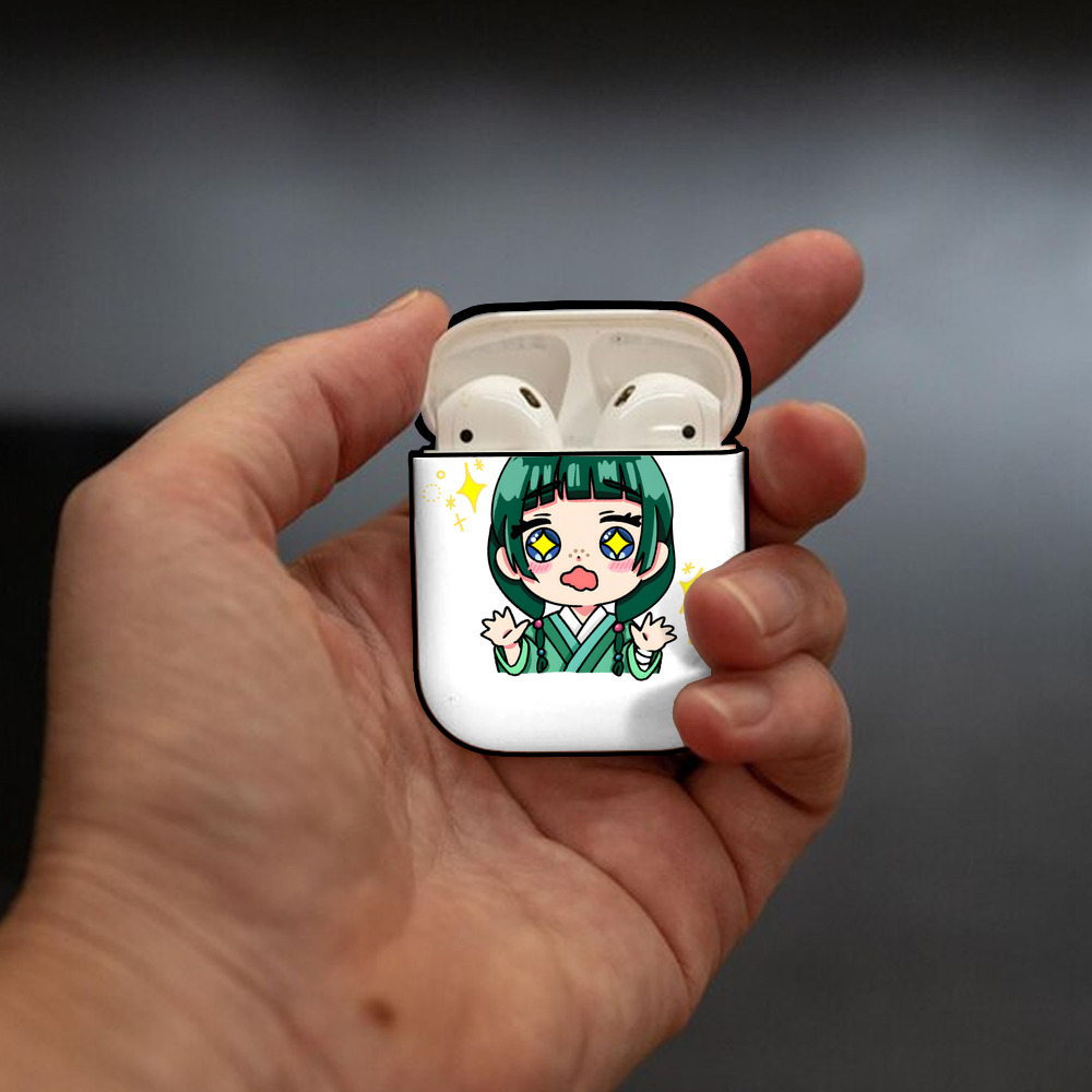 薬屋のひとりごと The Apothecary Diaries AirPods 第2世代保護ケース ハードシェル ブラック 耐衝撃・防指紋・カラビナ付き