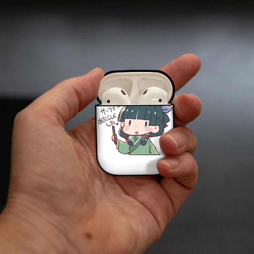 薬屋のひとりごと The Apothecary Diaries AirPods 第2世代保護ケース ハードシェル ブラック 耐衝撃・防指紋・カラビナ付き
