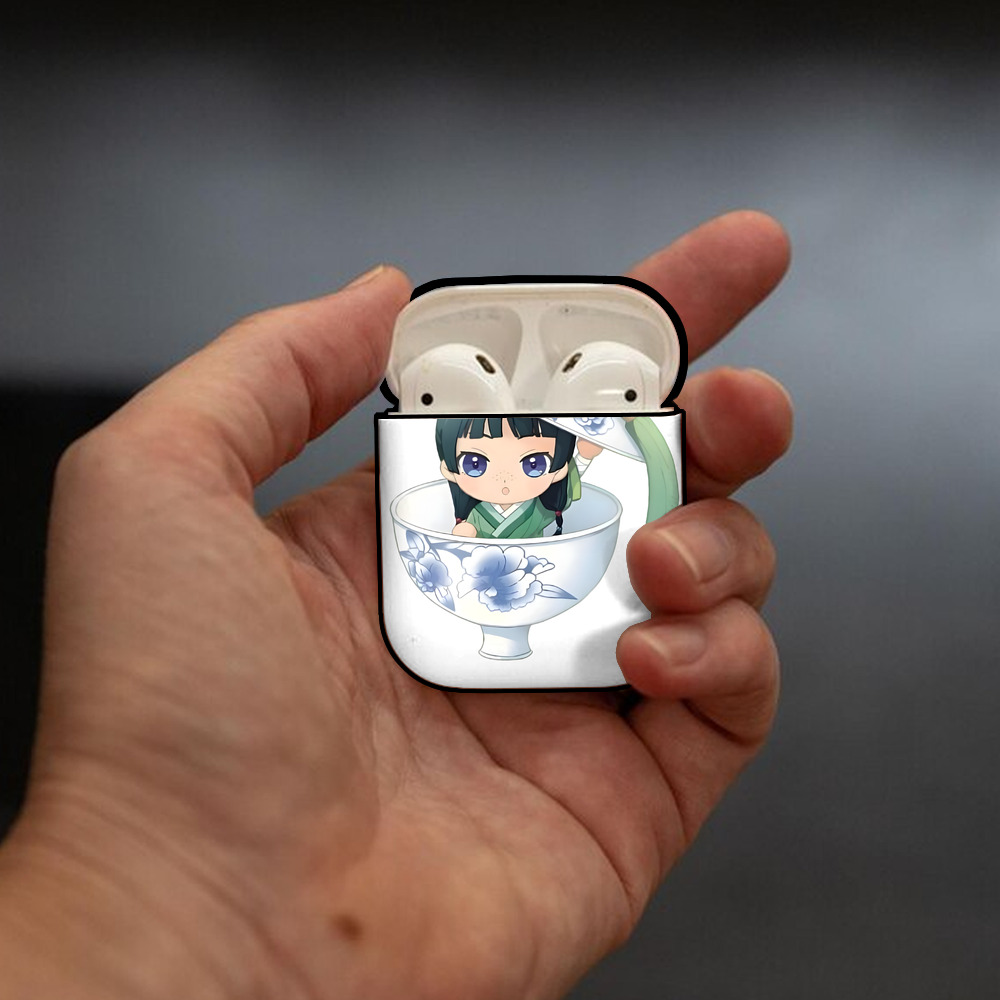 薬屋のひとりごと The Apothecary Diaries AirPods 第2世代保護ケース ハードシェル ブラック 耐衝撃・防指紋・カラビナ付き