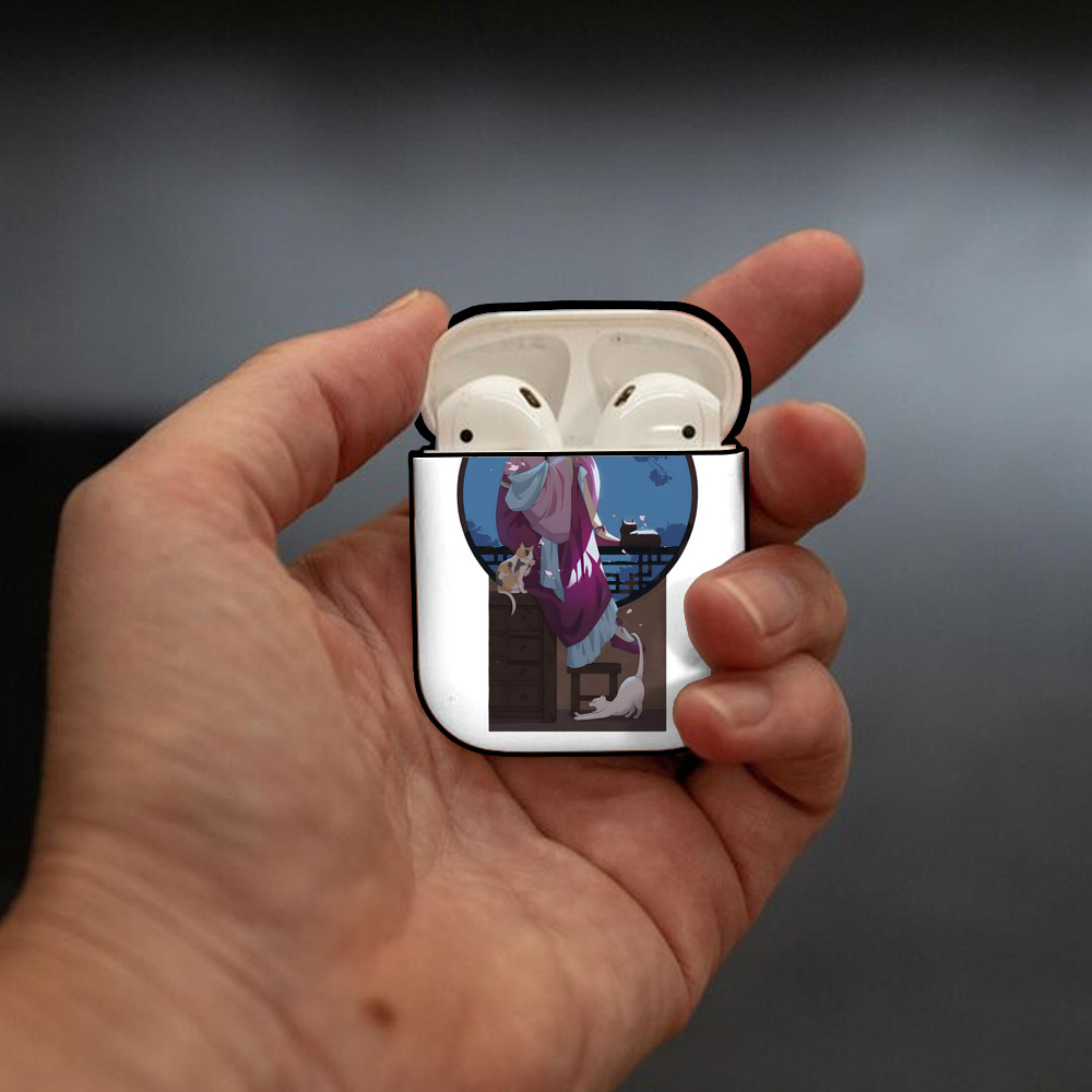 薬屋のひとりごと The Apothecary Diaries AirPods 第2世代保護ケース ハードシェル ブラック 耐衝撃・防指紋・カラビナ付き